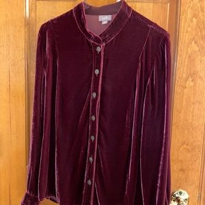 Women button down dark red velvets size sp